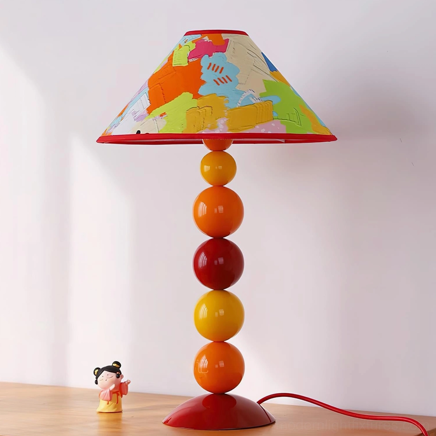 Sunset Harmony artistic table lamp featuring layered warm tones and printed shade design - bohemian contemporary fixture