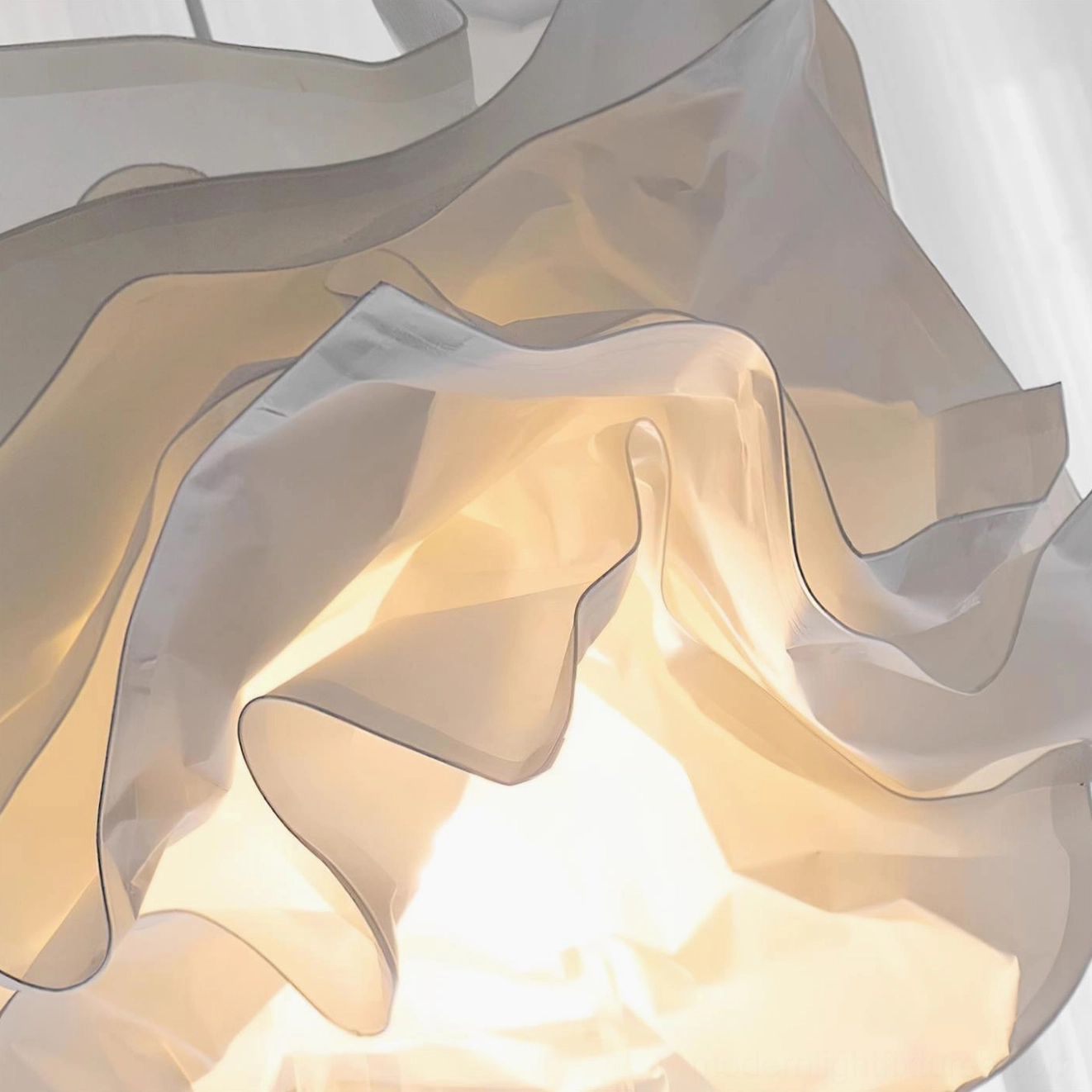 Artisanal white paper pendant light fixture showcasing sustainable design and craftsmanship