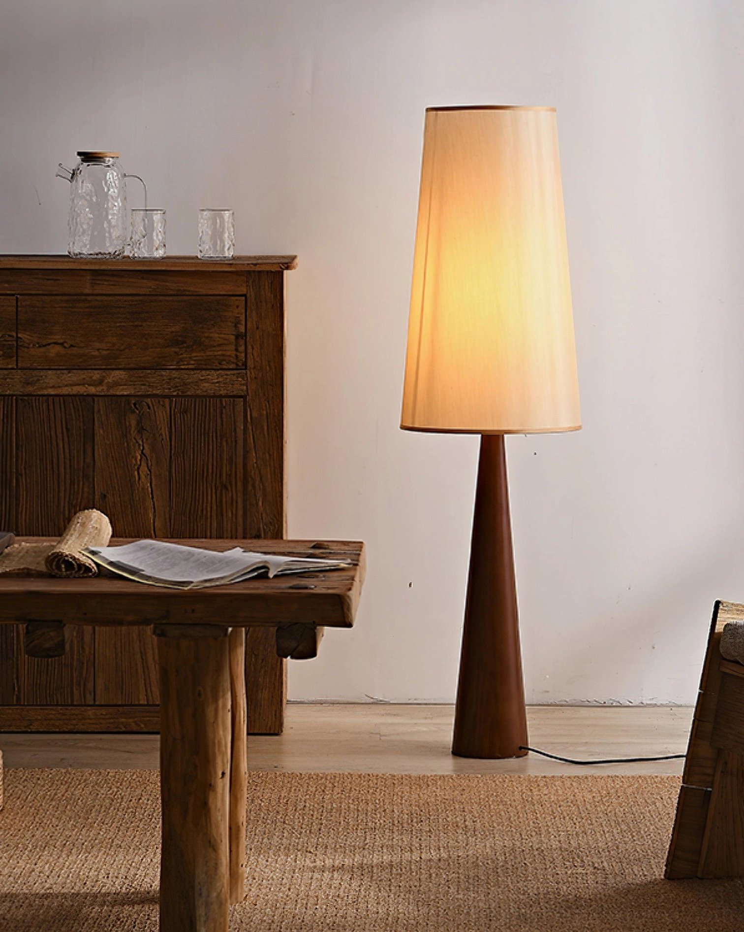 Svelte tapered floor lamp full view modern minimalist interior design accent