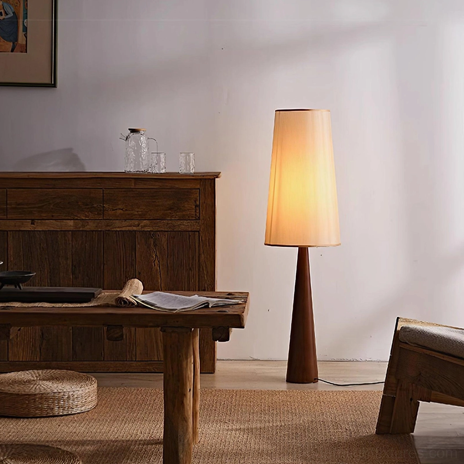 Svelte minimalist floor lamp cone shade warm glow study reading light
