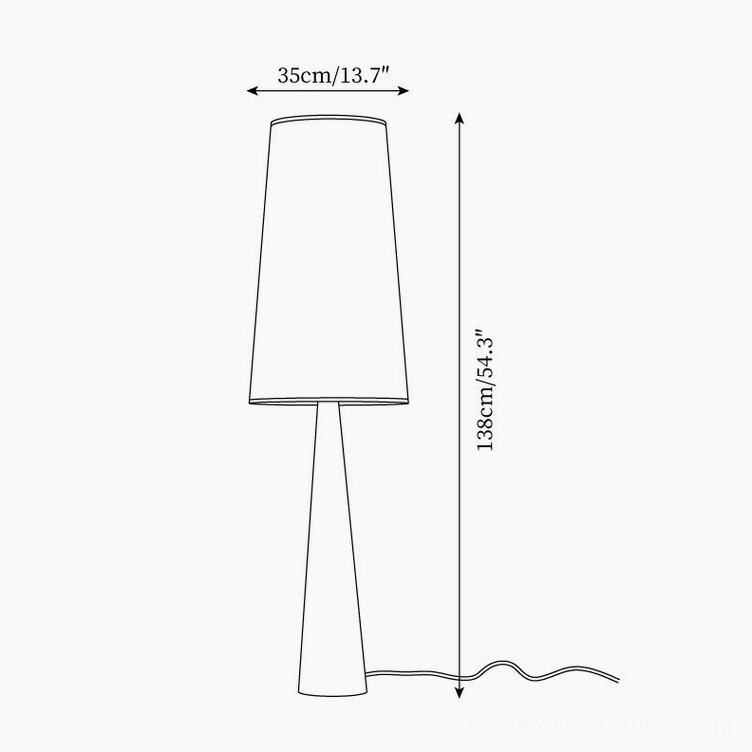 Svelte floor lamp technical dimension diagram schematic 35cm diameter 138cm height
