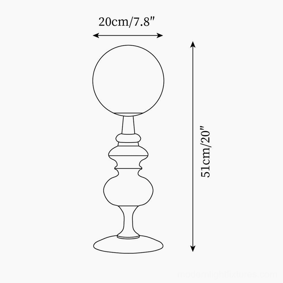 Sveta globe table lamp dimensions schematic - 51cm height 20cm diameter specification drawing