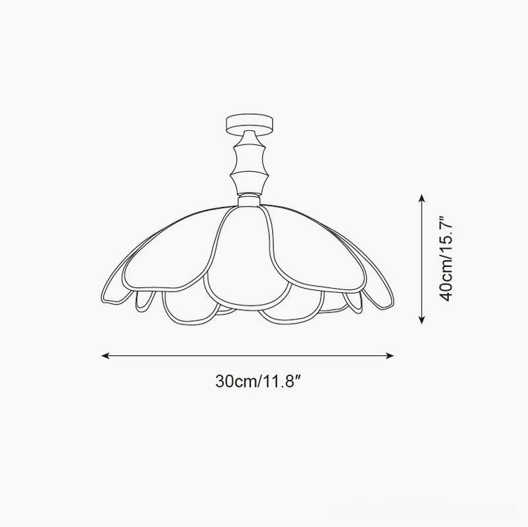 Swanpetal petal light technical design drawing, orthographic view showing 30cm diameter dimension