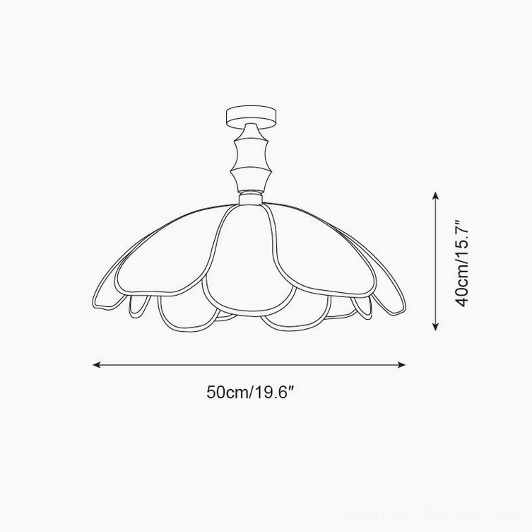 Swanpetal ceiling light technical specification drawing, orthographic view showing 50cm diameter medium variant