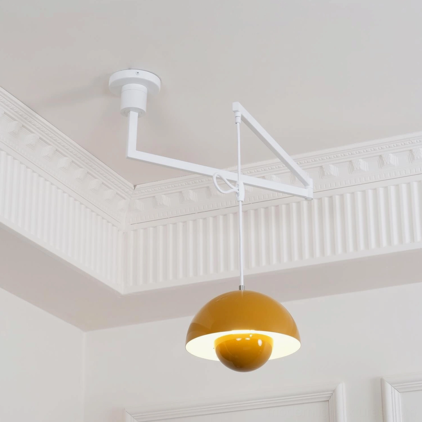 Swing arm pendant fixture architectural rocker arm mechanism precision design