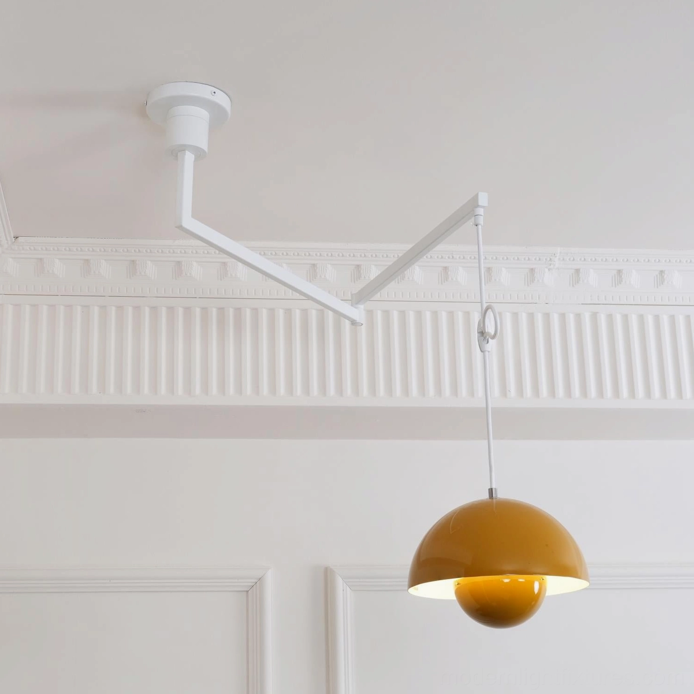 Contemporary swing arm pendant light matte finish color option selection