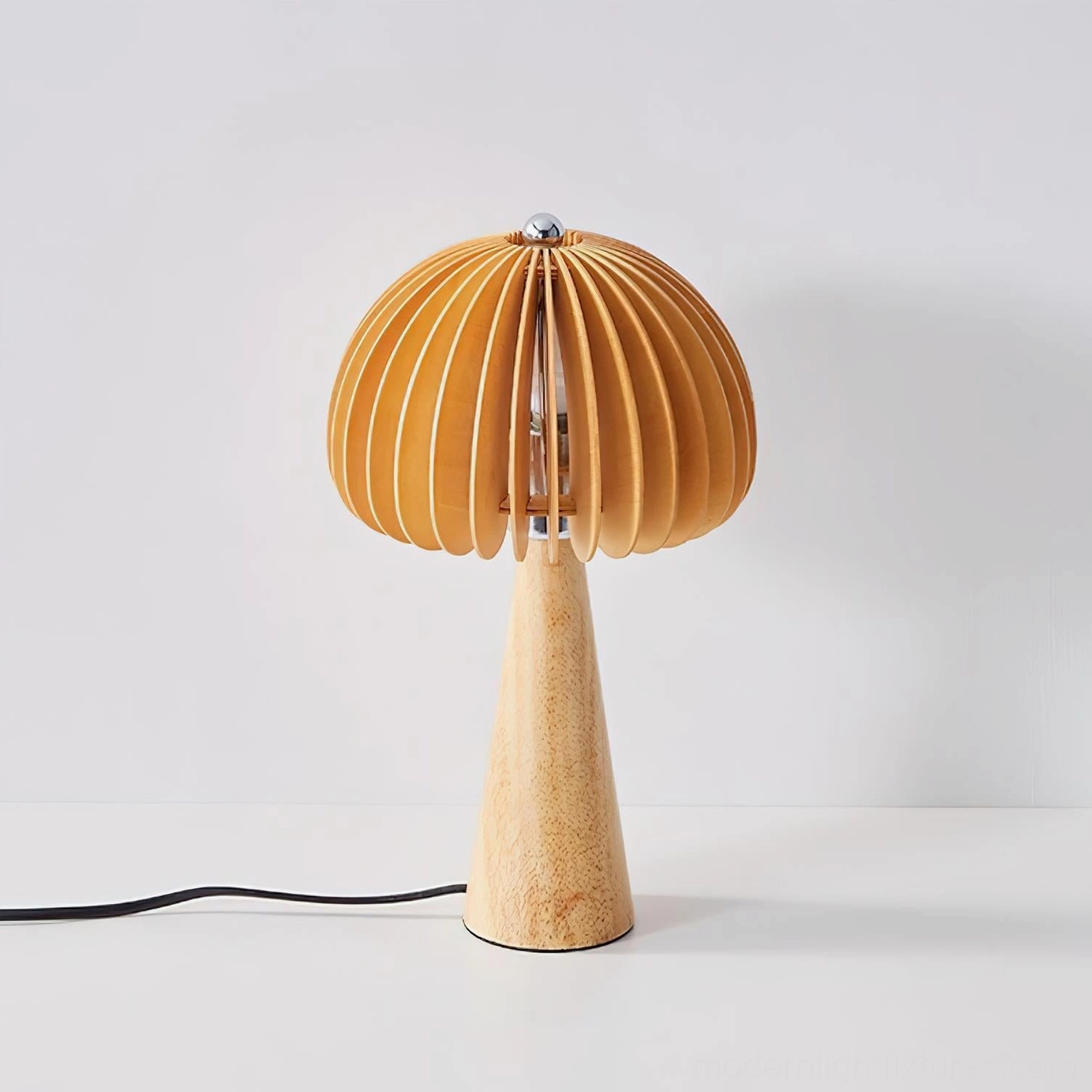 Sylora wooden mushroom table lamp ETL UL certified quality craftsmanship, sustainable natural wood lighting fixture