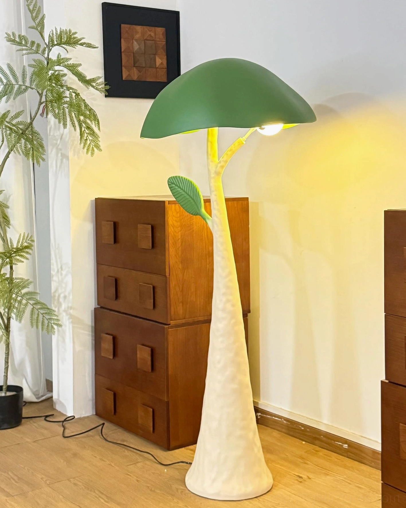 Sylvara modern botanical floor lamp dimensions and proportions showcase, height and width measurement reference