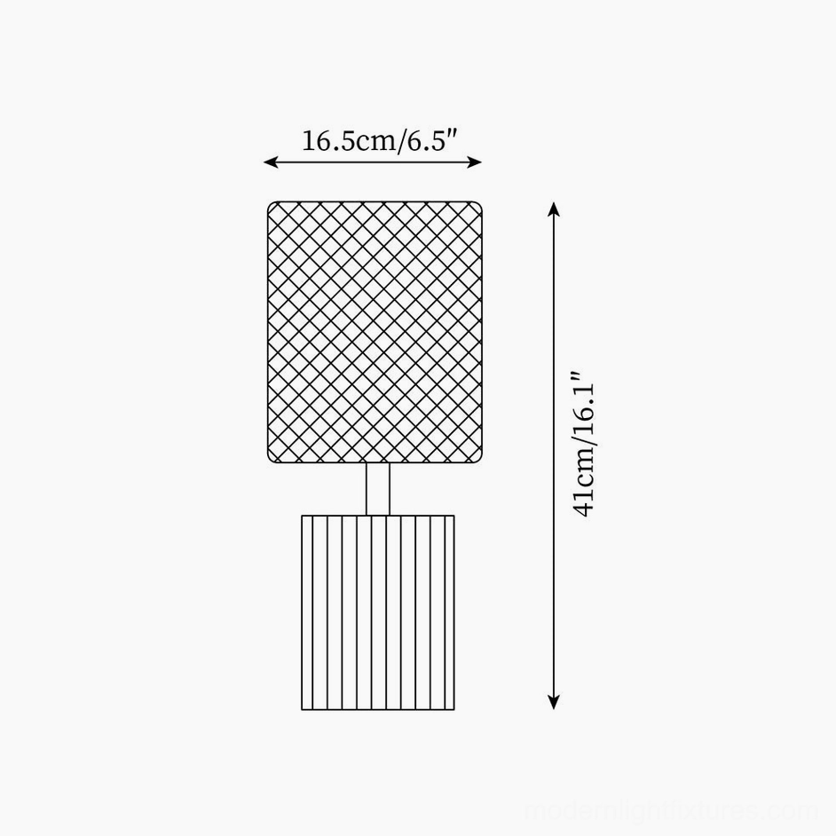 Table lamp dimension and size schematic showing 16.5cm diameter and 41cm height specifications