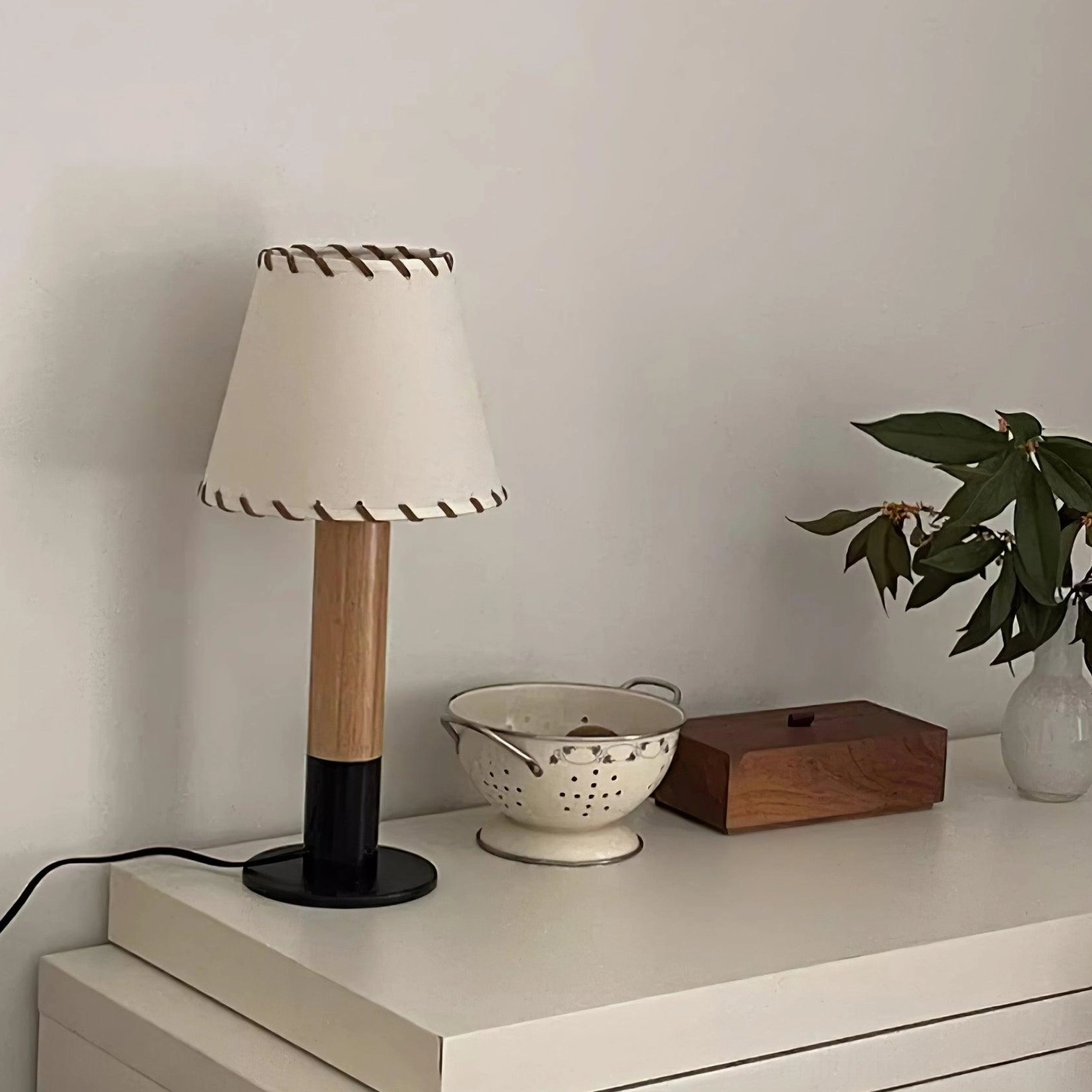 Rustic table lamp with 59-inch power cord and push-button switch on-off control