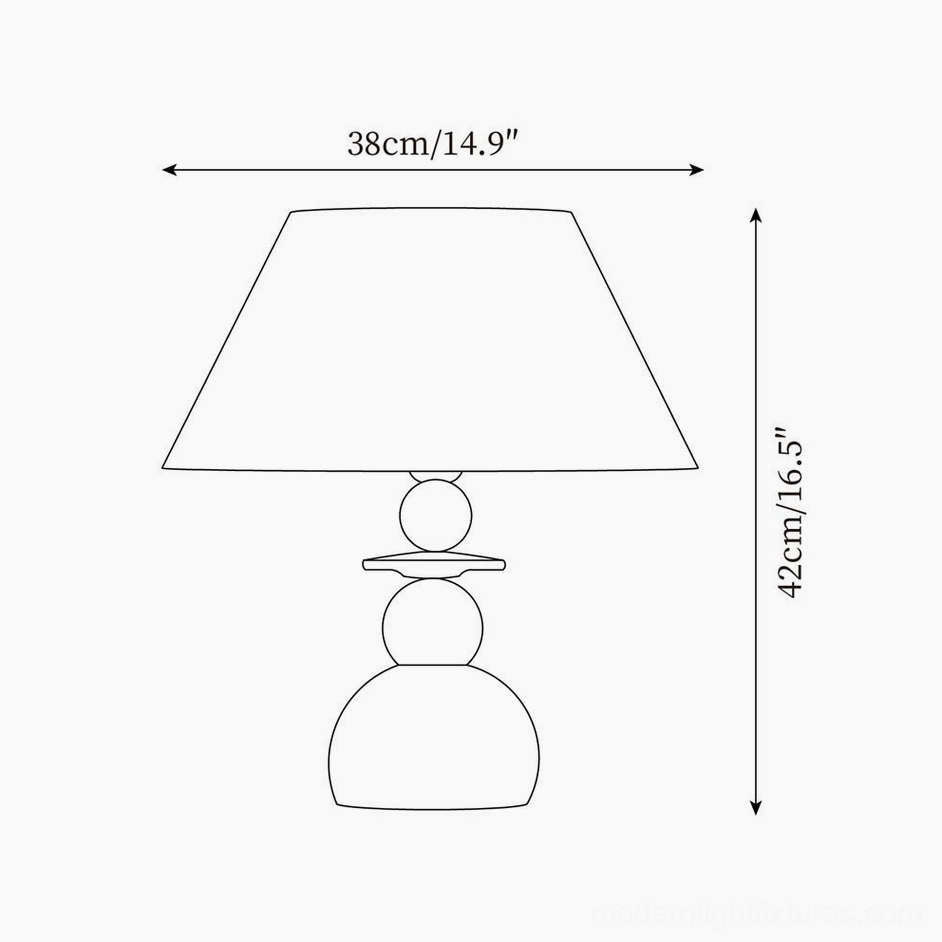 Table lamp dimensions technical drawing showing 38cm diameter and 42cm height specifications