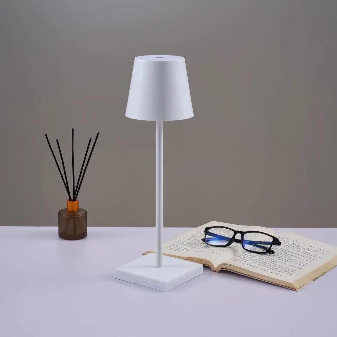 Contemporary table lamp warm white 3000K color temperature cozy ambient lighting