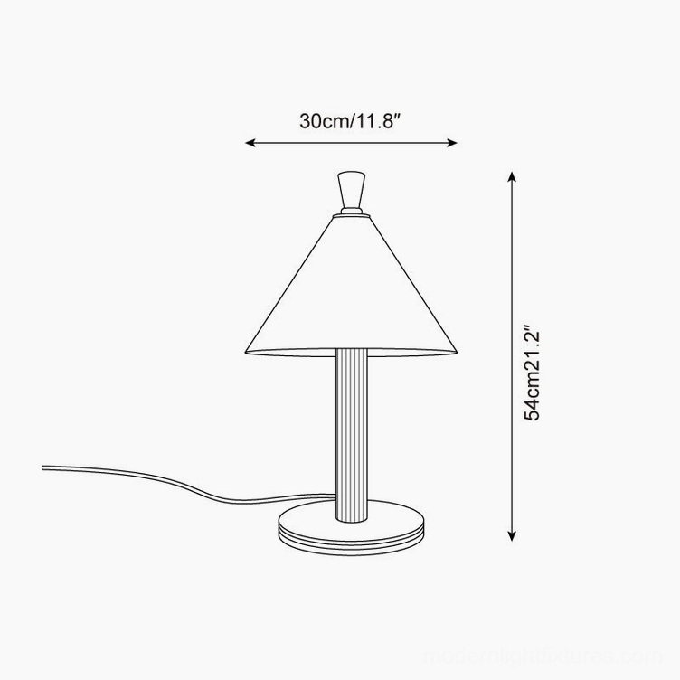 Takumi table lamp technical design drawing showing 30cm diameter and 54cm height specifications