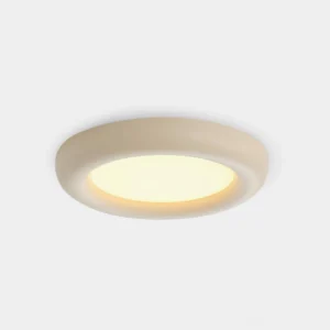 Talena beige round flush mount ceiling light fixture front view on white background