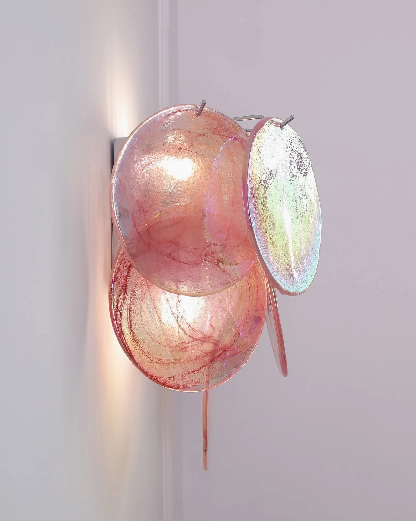 Contemporary Talia hand-blown glass bubble wall sconce with iridescent translucent clusters, artistic modern lighting fixture for home design