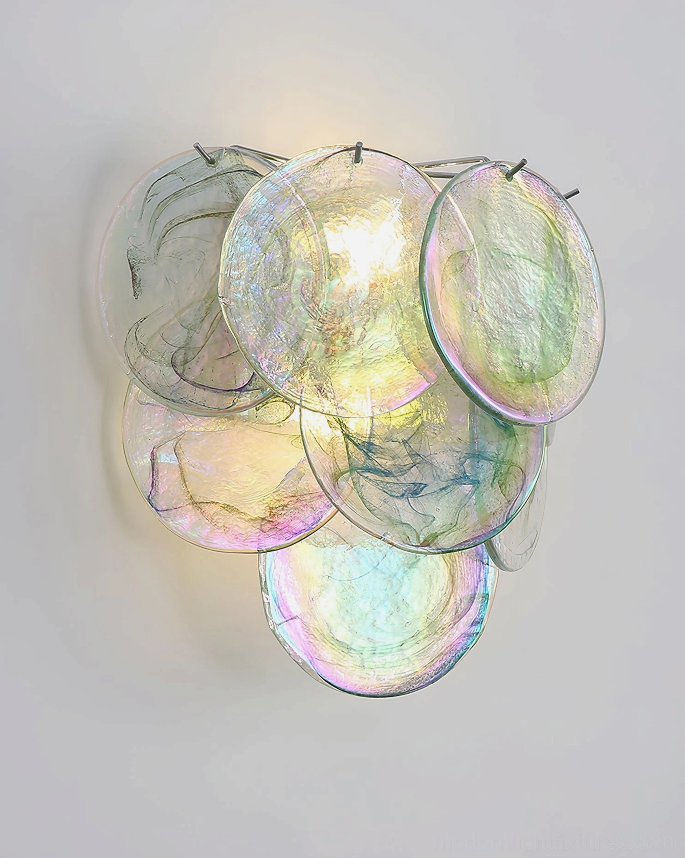 Talia modern artistic glass bubble wall sconce in interior space providing warm ambient lighting, contemporary hand-blown glass wall lamp