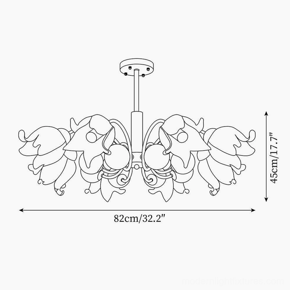 Talia modern chandelier 8-head technical line drawing specifications 82cm diameter 45cm height