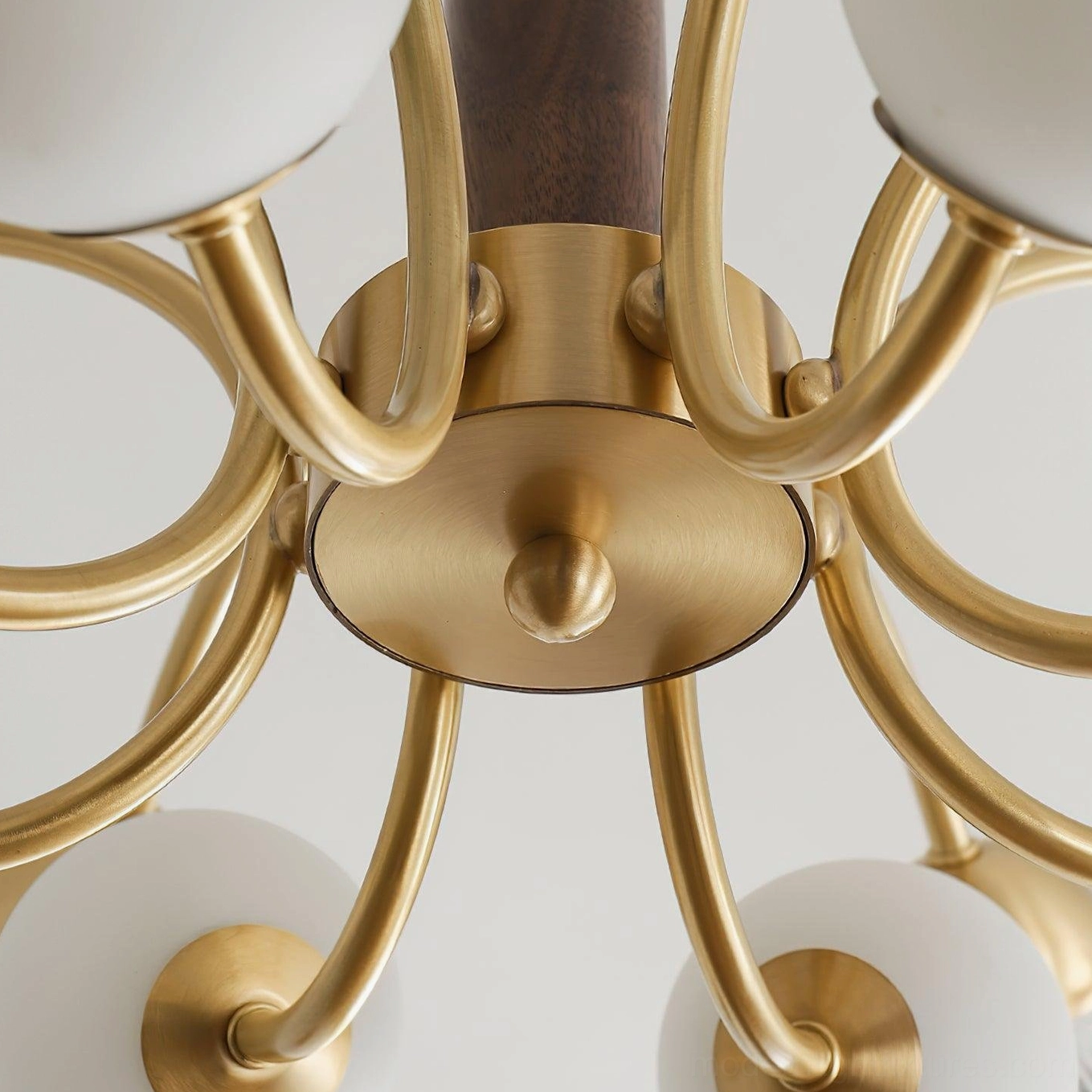 Talia modern chandelier brass and walnut wood materials showcase premium quality construction