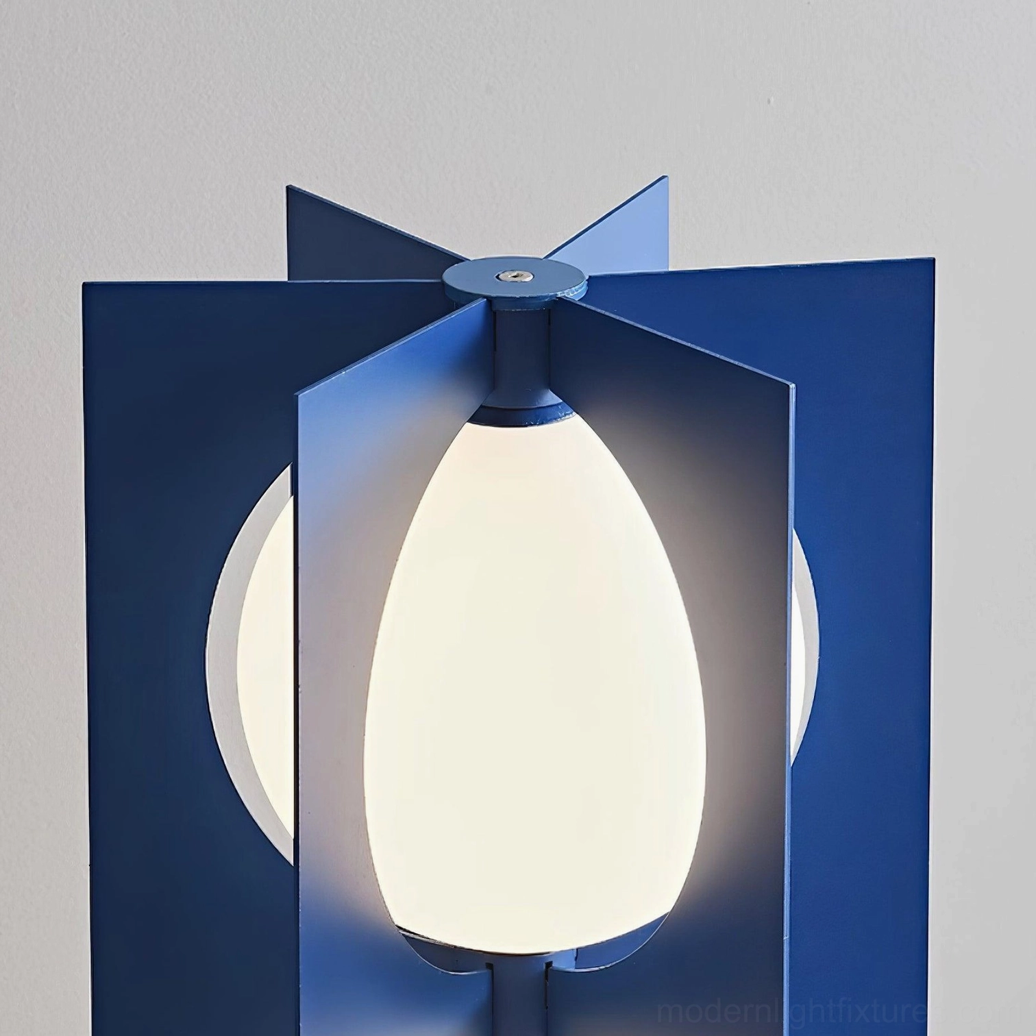 Tall 4-head blue glass floor lamp vertical architecture modern interior design fixture