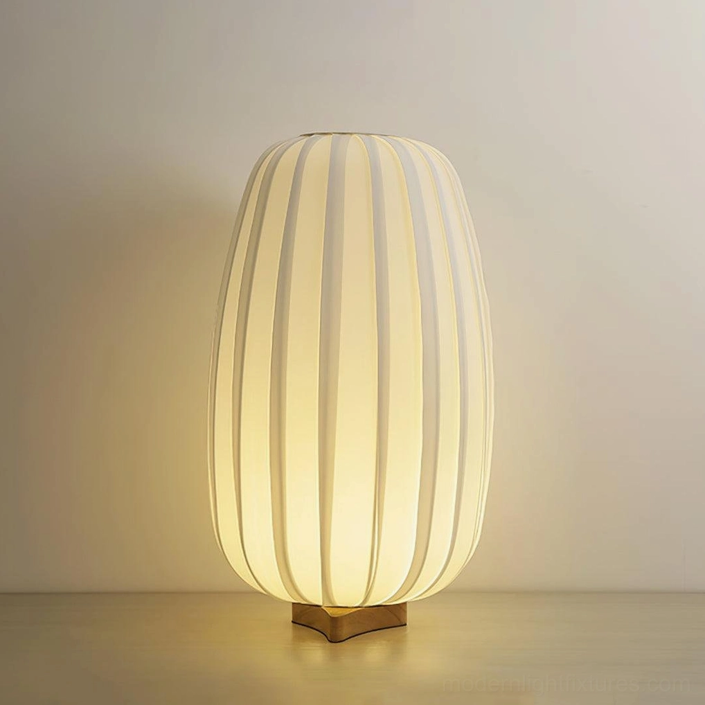 Tall fabric table lamp wooden base minimalist design bedroom accent