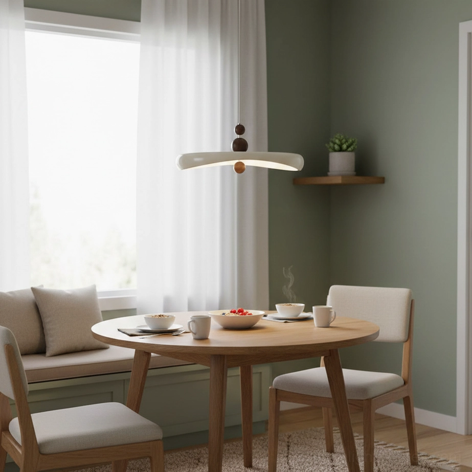 Talon pendant lamp architectural design showcasing curved form and material composition