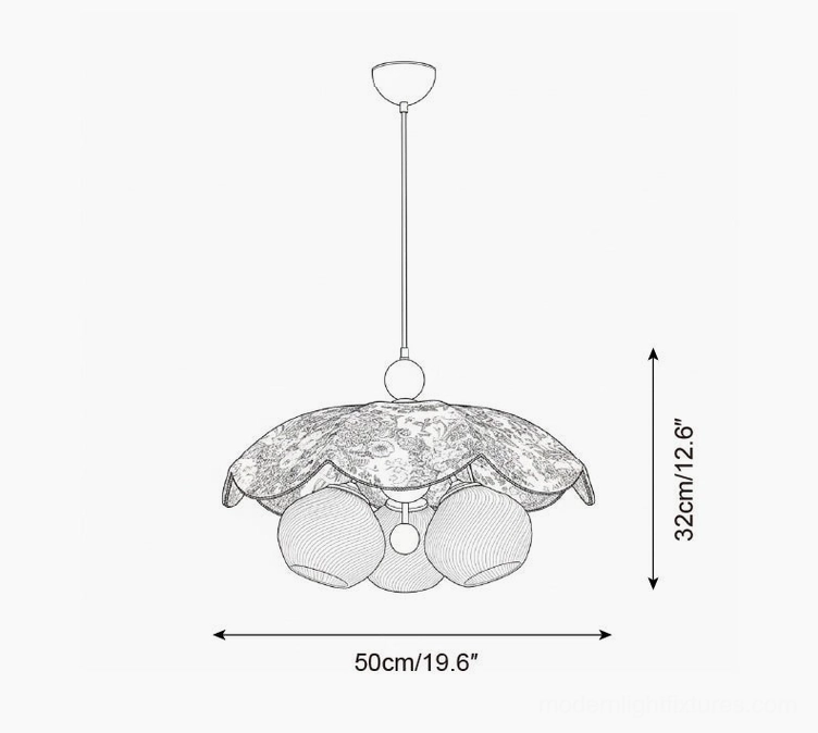 Talvera textured fabric pendant shade orthographic design illustration with wave pattern