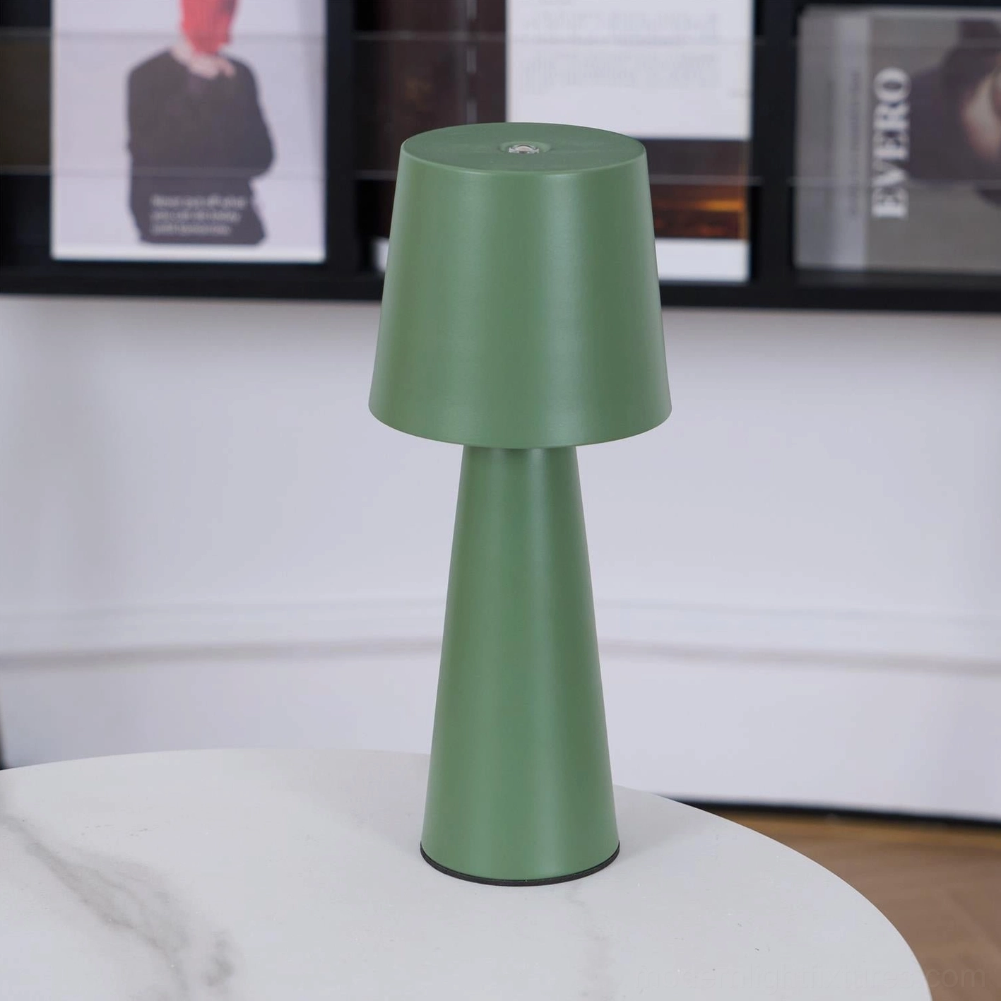Tapered table lamp multiple color display white black green red styling options