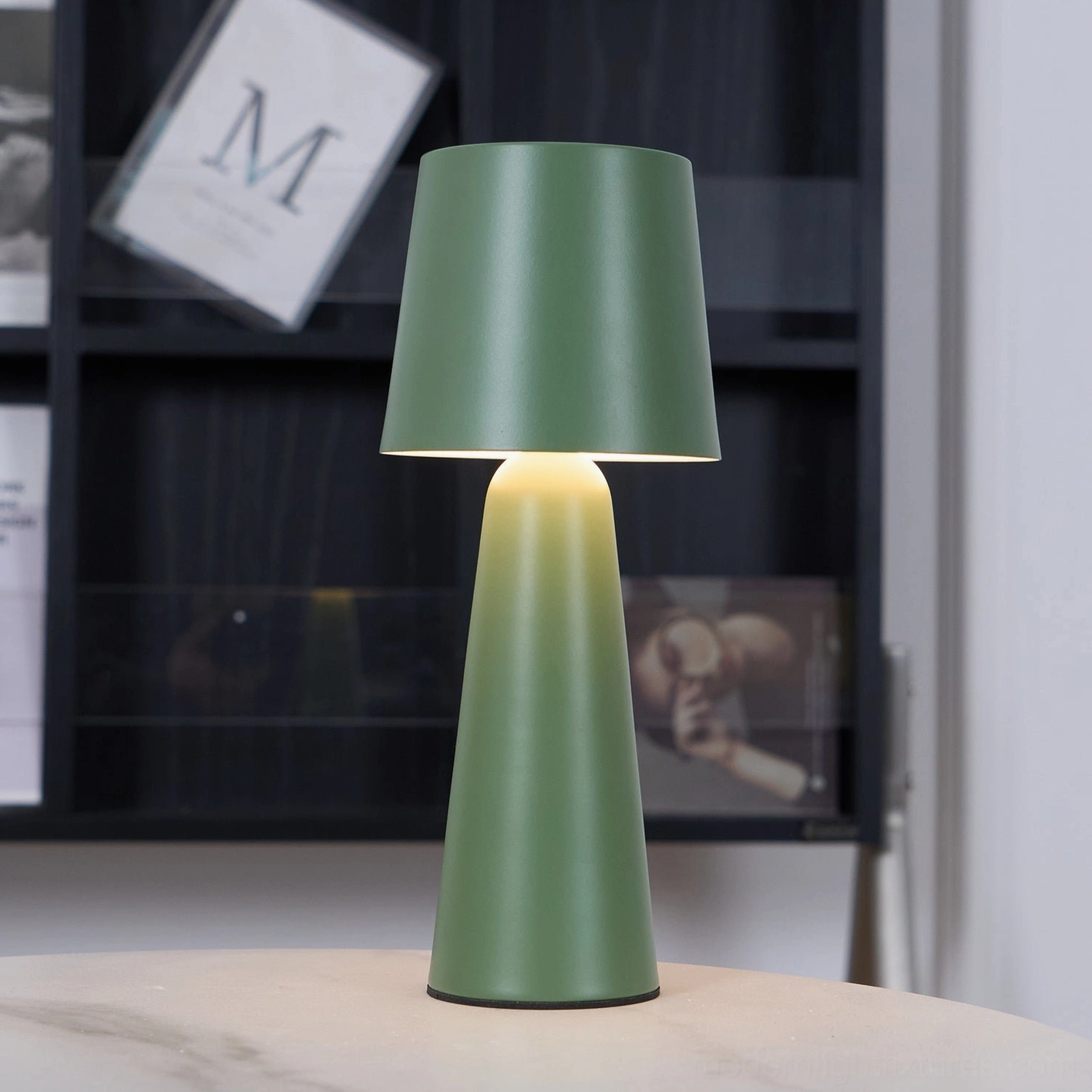 Modern tapered ceramic table lamp LED integrated design warm white 3000K lighting