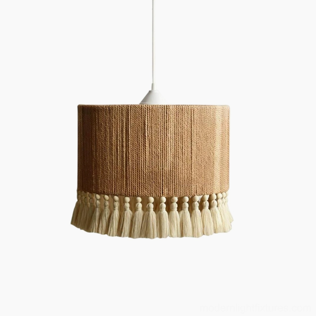 Three-size comparison of Tasmira tassel pendant lights showing diameter and design variations
