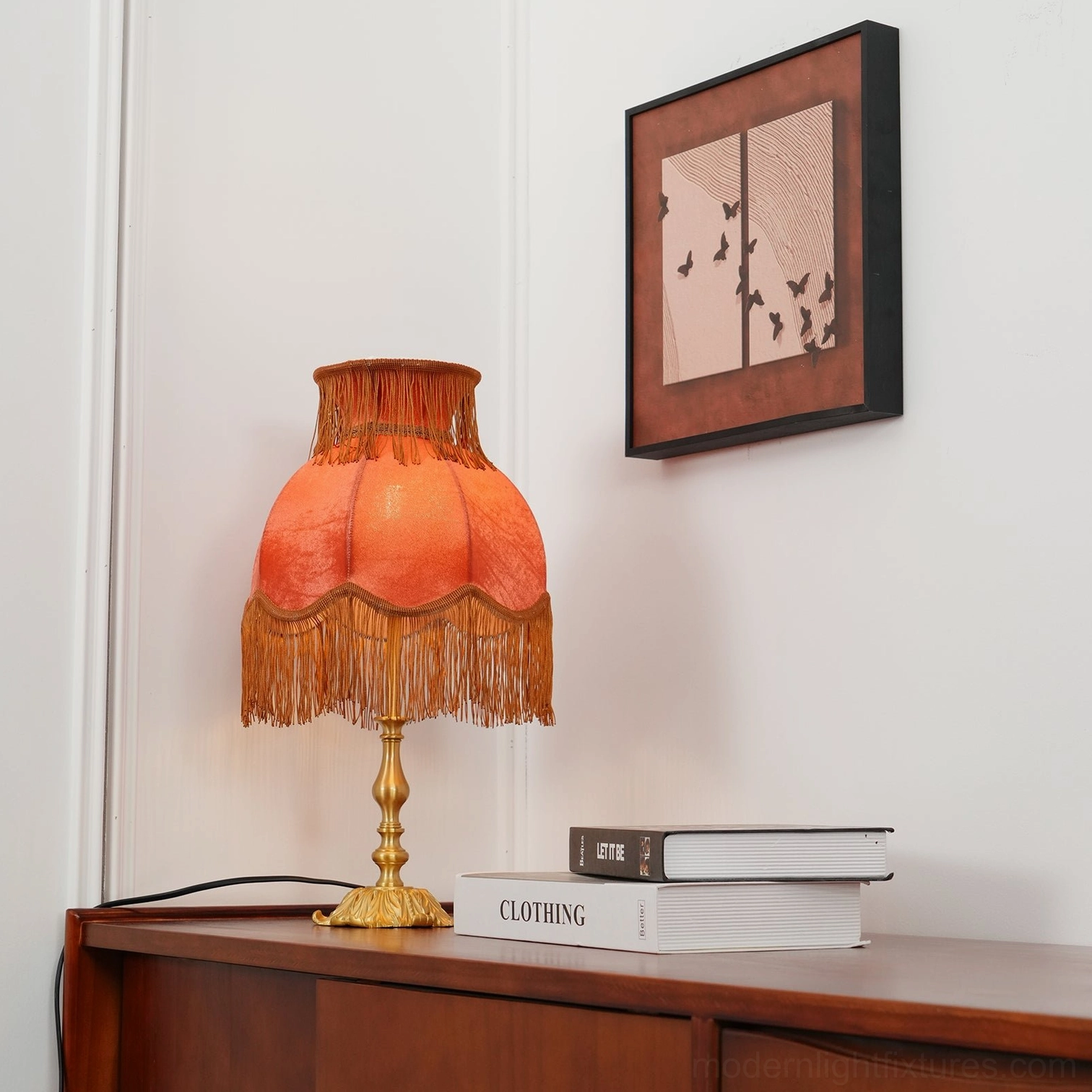 Decorative tassel table lamp with premium fabric shade suitable for bedroom or study