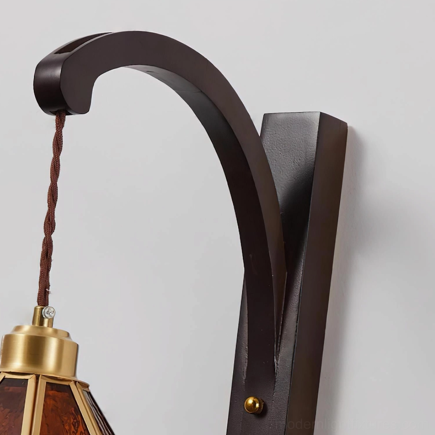 Tavelle vintage bronze wall sconce with handcrafted petal glass shade closeup detail