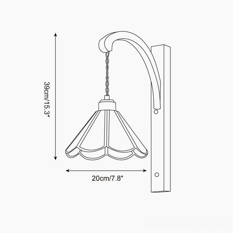 Tavelle wall lamp technical drawing showing dimensions and construction details