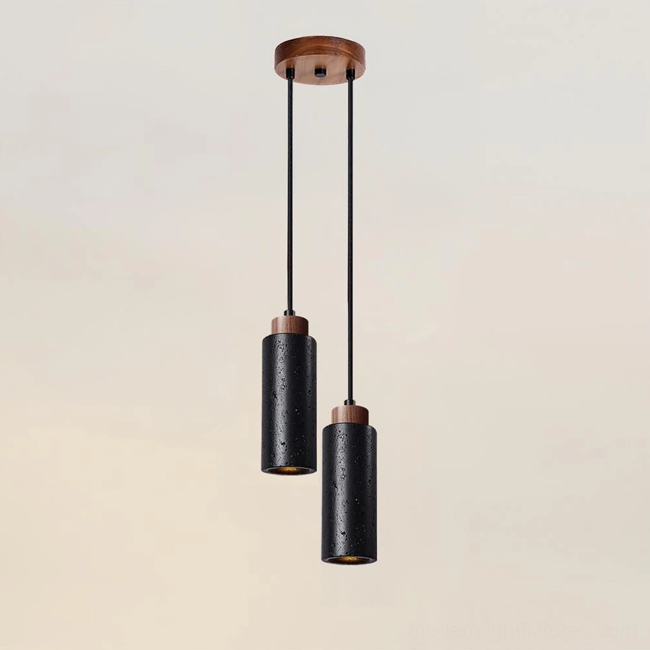 Tavolo black dual head travertine stone pendant light bedroom living space