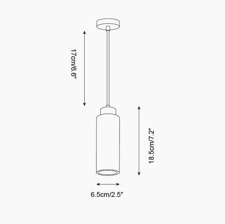 Tavolo single head pendant light technical line drawing specification size dimensions