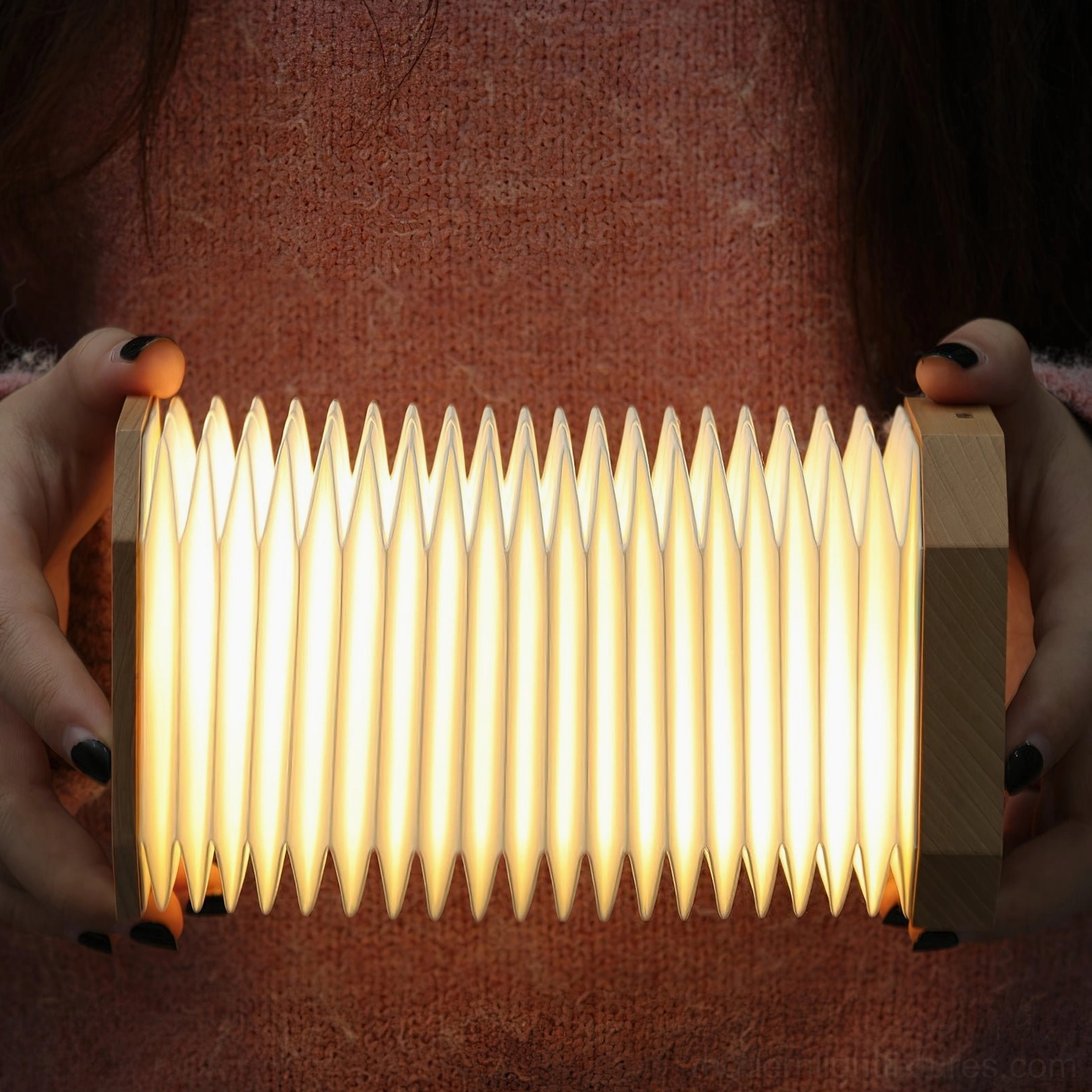 Tawa Fold wood color accordion table lamp contemporary minimalist design living room accent