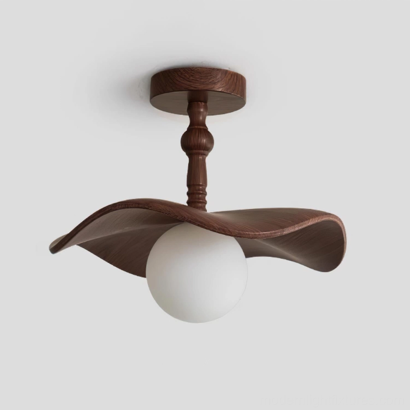 Teelin mid-century modern ceiling light fixture - wavy resin wood design - ambient lighting for contemporary home interiors