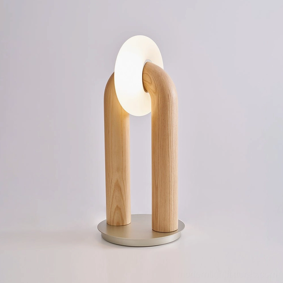 Teelo natural wood table lamp with multiple regional plug options US UK EU Australia certification