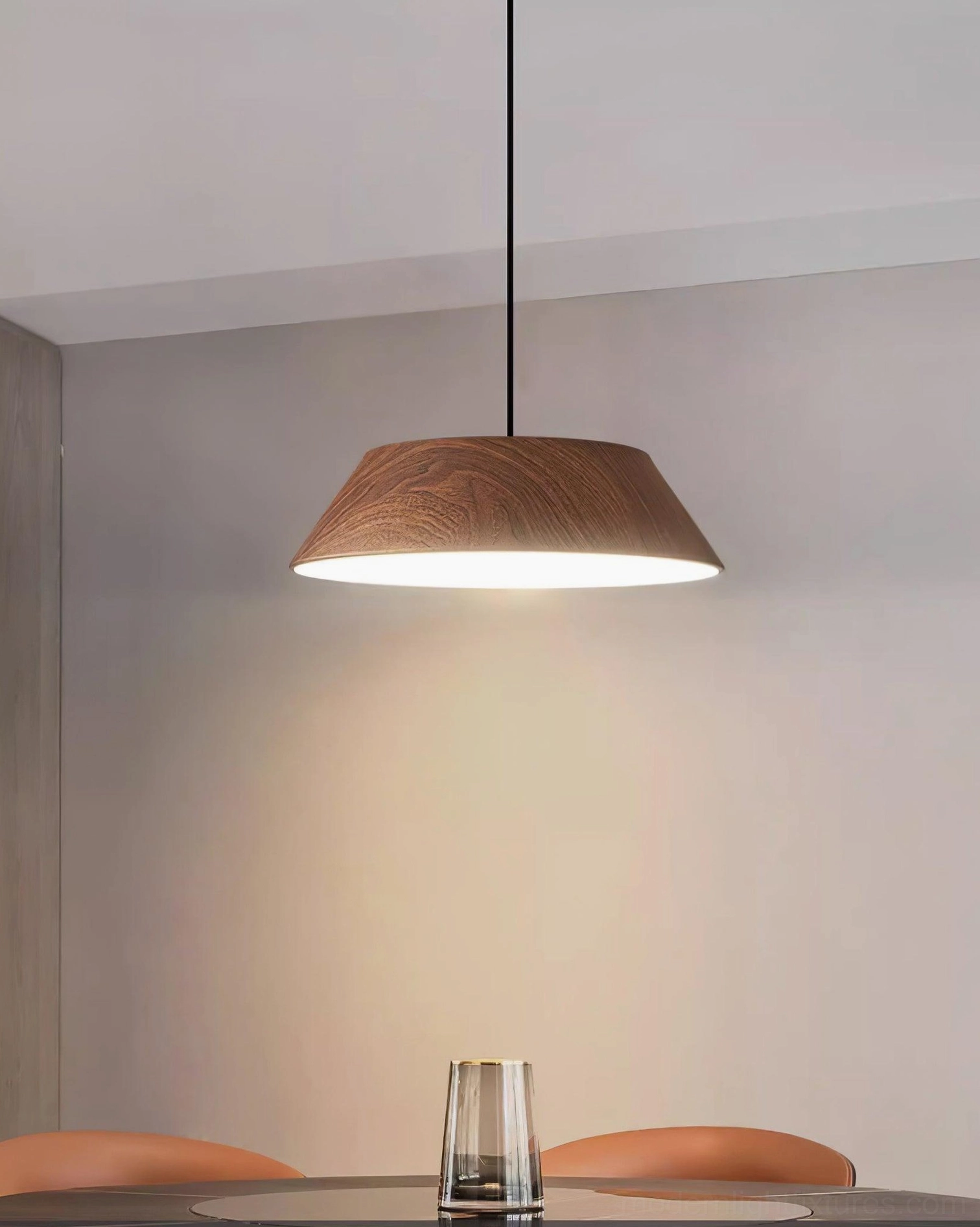 Tekio wood grain pendant light metal acrylic construction water transfer printing technique detail