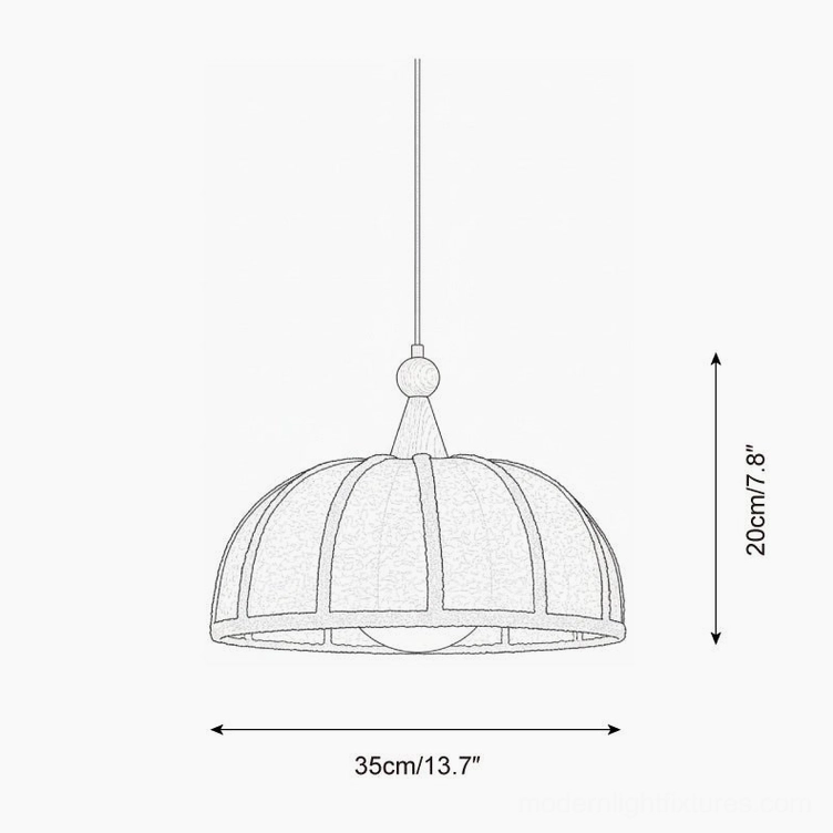 Tenera pendant light technical dimensions schematic - 35cm diameter x 20cm height