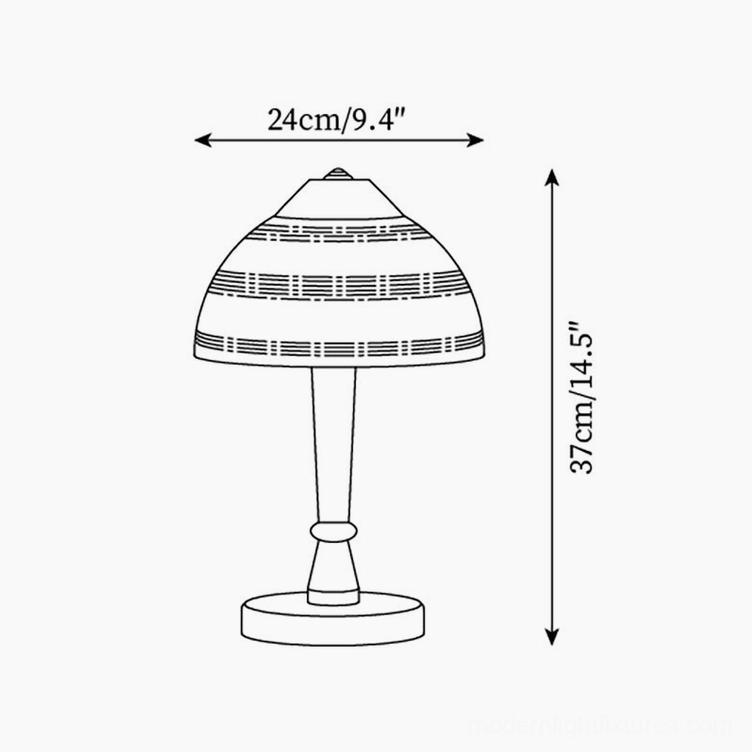 Tera ceramic table lamp technical line drawing showing exact dimensions 24cm diameter and 37cm height