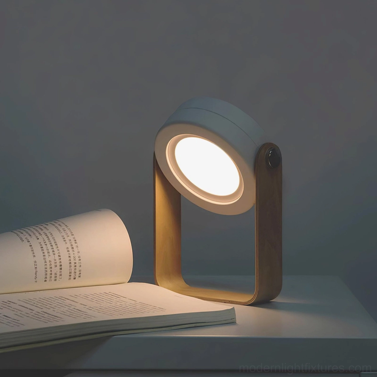 Terna Portable Table Lamp - Portable lantern mode with handle extended for carrying to different rooms