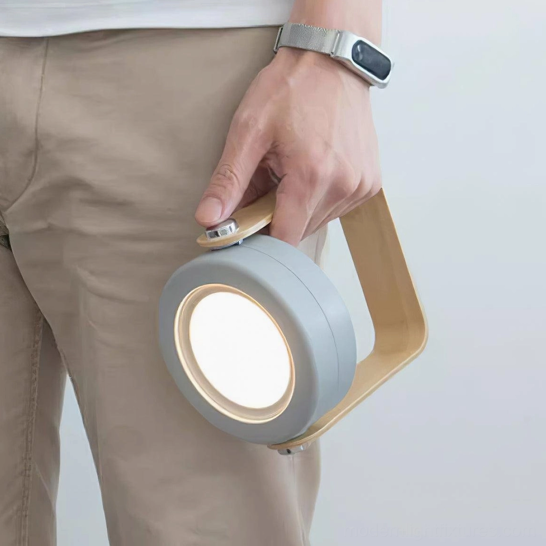 Terna Portable Table Lamp - Natural wood finish option displayed as reading nook accent lighting solution
