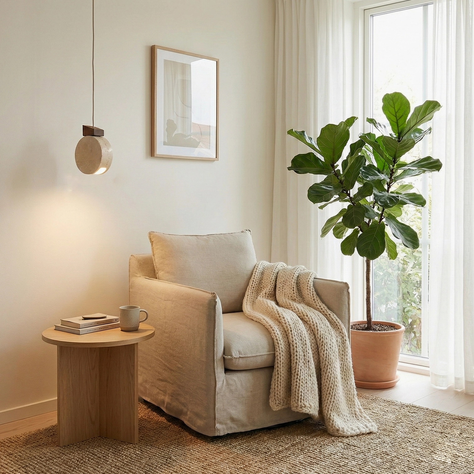 Terra Ring pendant light installation view showing suspension and downward light distribution in interior space