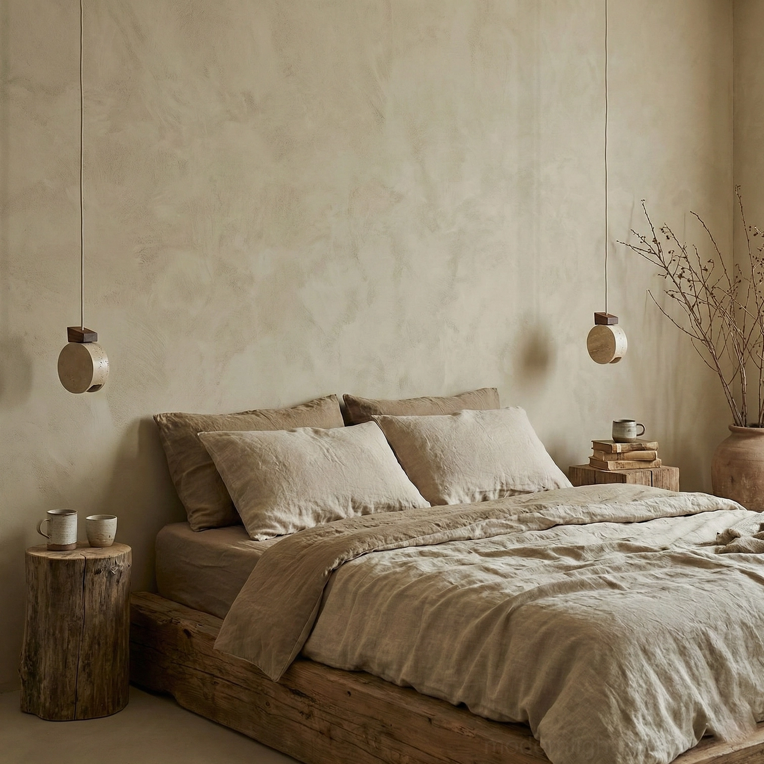 Travertine pendant lamp ambient lighting effect showcasing warm glow and natural stone characteristics