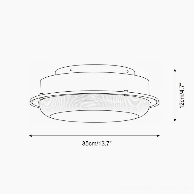 35cm diameter terraced stack ceiling light fixture technical dimension drawing showing 12cm height specifications