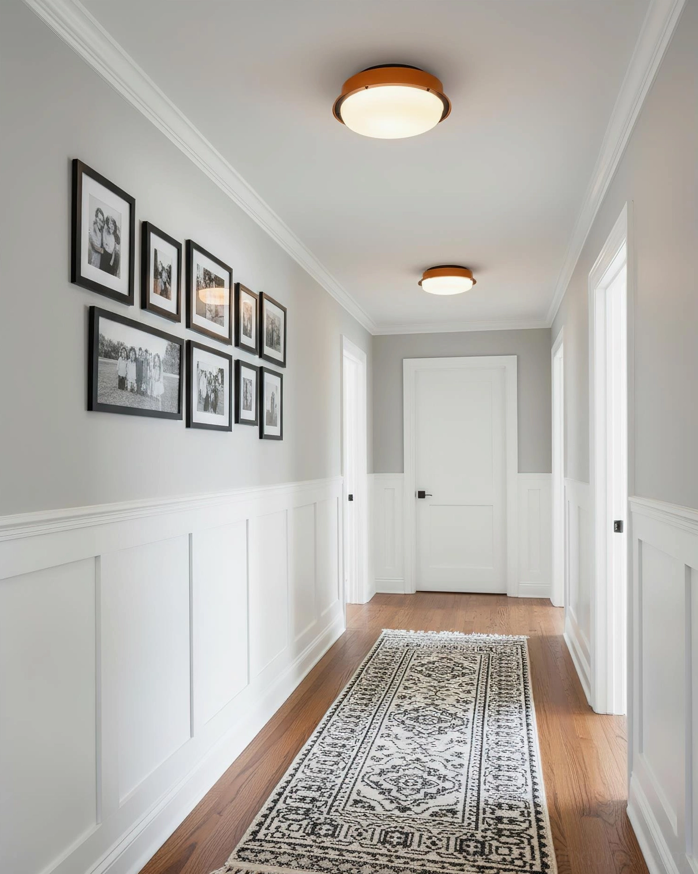 Contemporary black terraced stack ceiling lamp in minimalist modern interior space