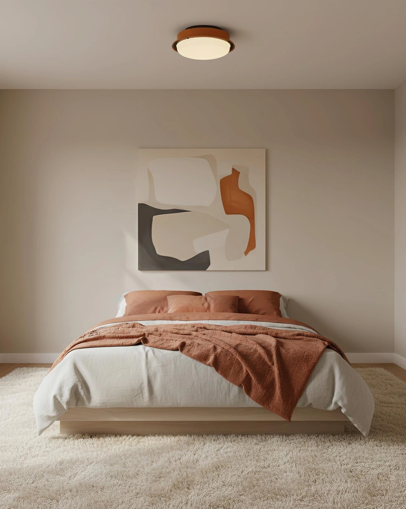 Geometric tiered flush mount ceiling light fixture with layered acrylic diffuser and metal frame detail