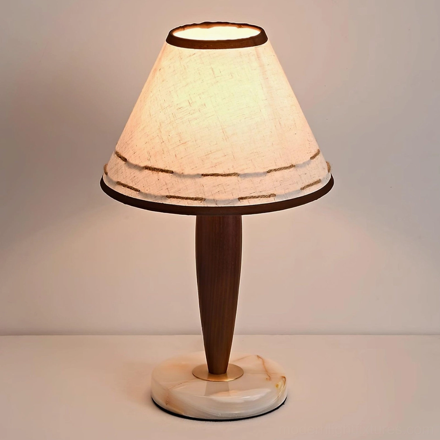 Terracotta and ash wood lamp - natural material authenticity and mid-century modern aesthetic