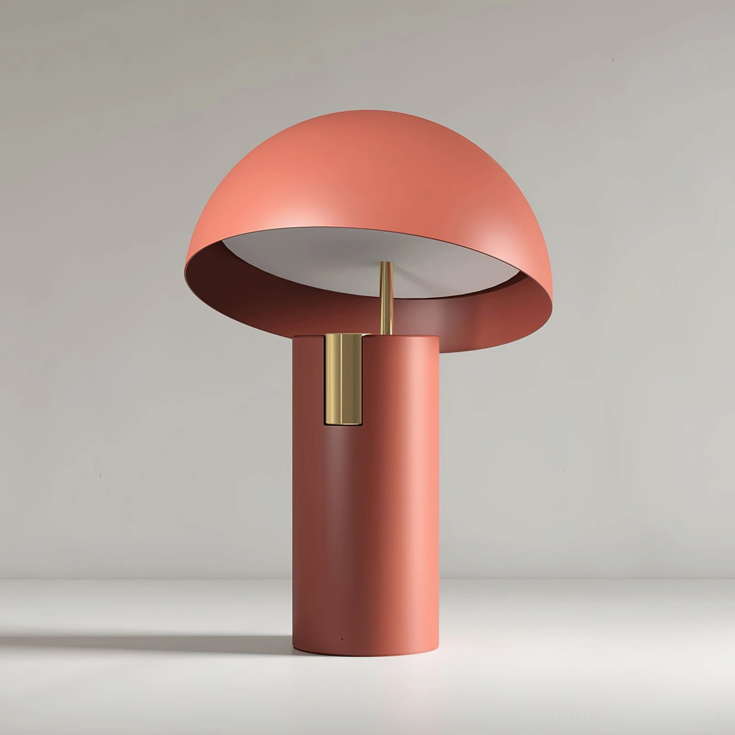 Terracotta Avo table lamp with matte finish and brass accent component, contemporary design showcase