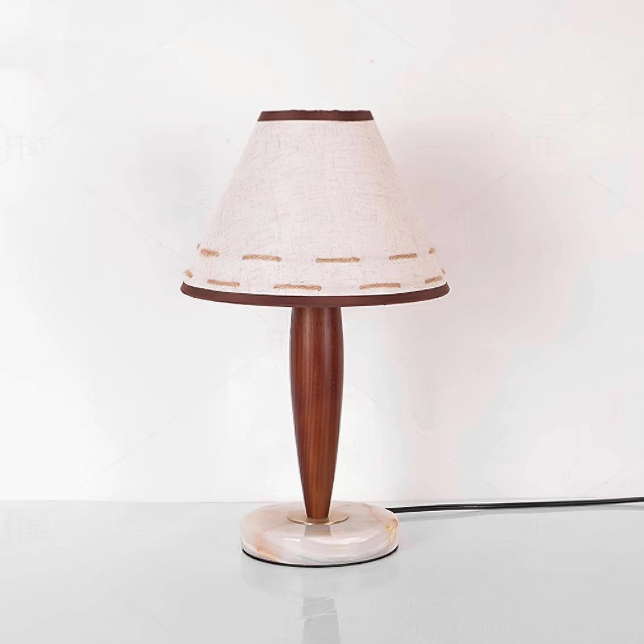 Terracotta table lamp E14 socket close-up - electrical components and fixture assembly